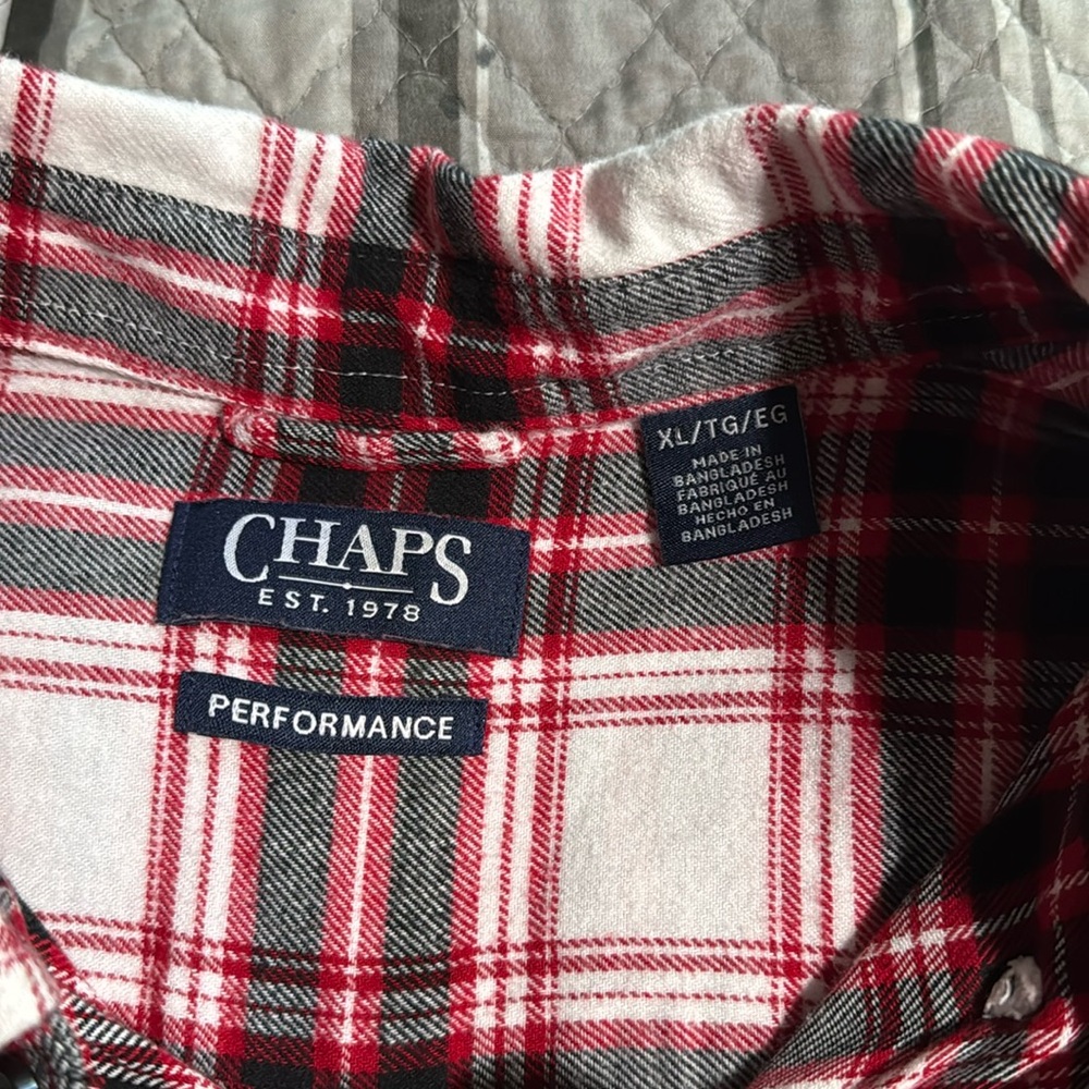 Chaps Men Performance Flannel Plaid Long Sleeve B… - image 2